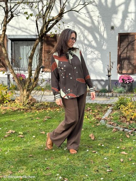 Viskose Stoff Panel 120 cm – Abstrakt Braun Beige – Kibadoo Swafing Herbst Winter Kollektion 26/27