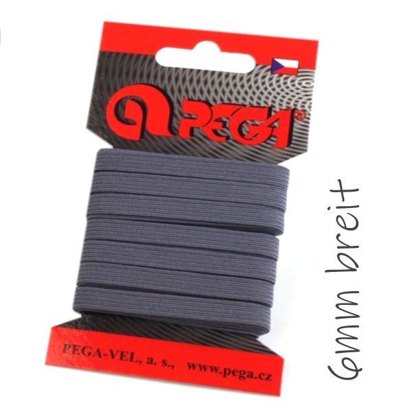 5m schmales Gummiband grau - 6mm breit