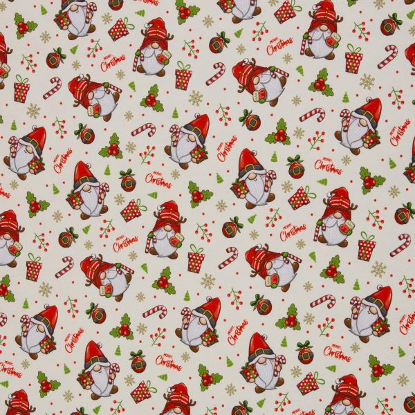 Sweat mit kleinen Winter Weihnachts Wichteln und Zuckerstangen - French Terry Holly by Swafing