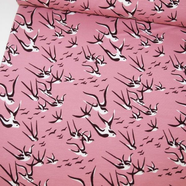 Jersey Autumn II – Schwalben altrosa aubergine