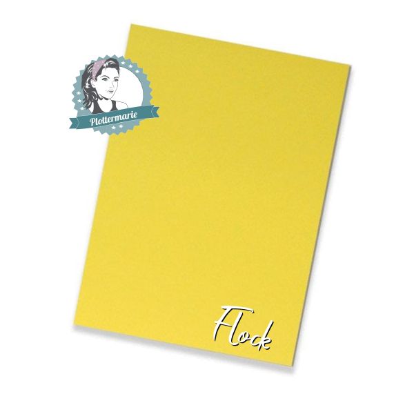 Flockfolie für Textildruck zitronen gelb A4 - Plotterfolie von Plottermarie Flock Velours 480µ