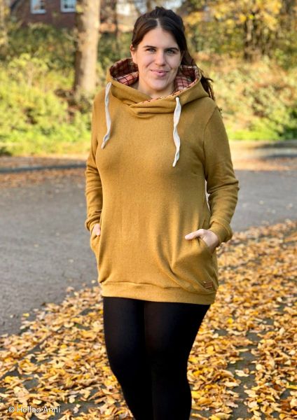 Weicher dicker Strickstoff in senf gelb – Strick Bono von Swafing