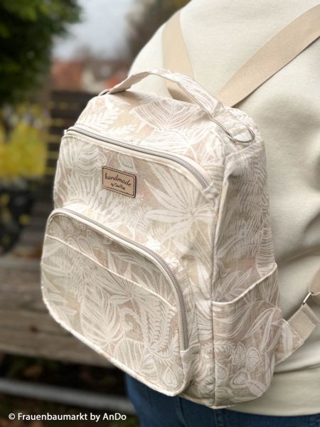 beschichtete Stoff mit Blättern Beige – Serie Alsfeld von Swafing
