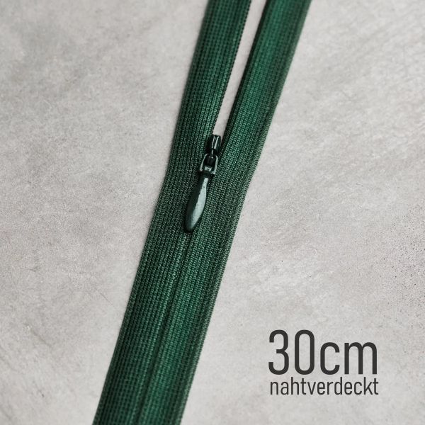 Unsichtbarer Reißverschluss dunkelgrün 30cm – meetMILK Deep Green