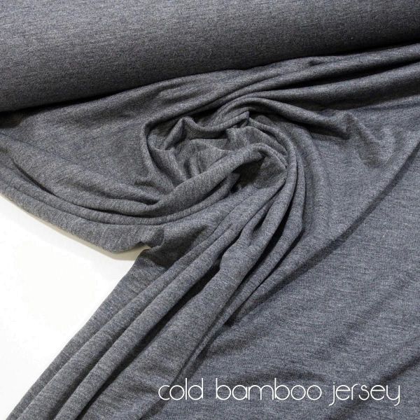 Viskose Jersey knitterfrei aus Bambus dunkelgrau meliert - cold bamboo jersey knit