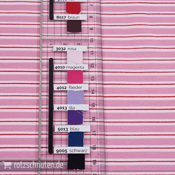 Baumwolljersey Streifen rosa weiß rot – Stripes rose