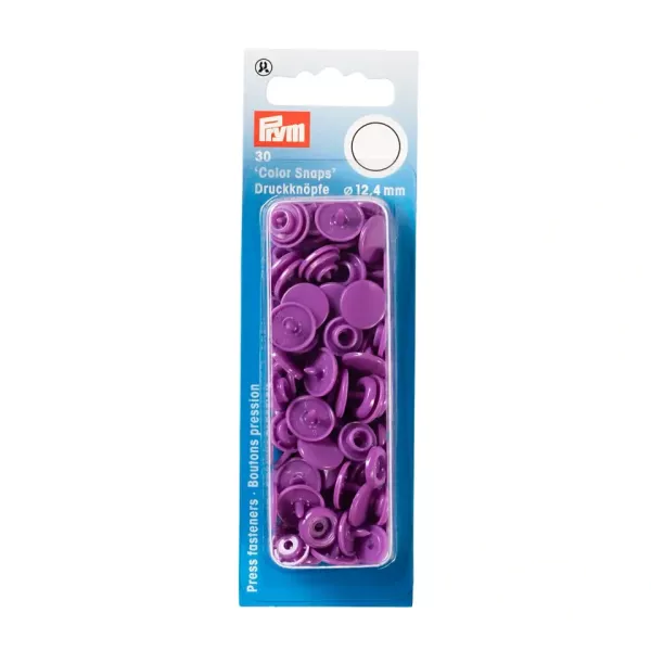 30 Prym Color Snaps – Lila Druckknöpfe (Ø 12,4 mm) für Kleidung & Accessoires