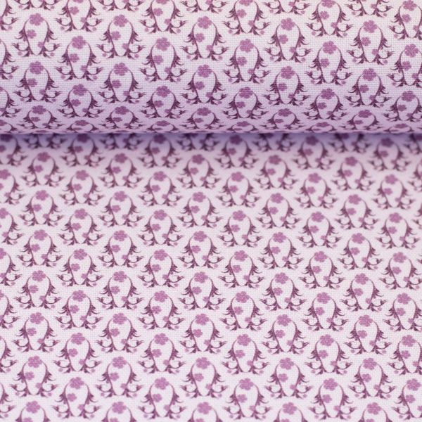 Baumwollstoff Else flieder mit kleinem Blütenornament – Swafing