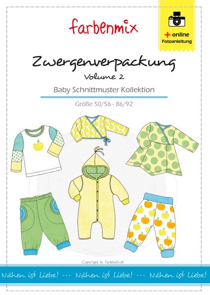 Schnittmuster Zwergenverpackung 2 von Farbenmix – Gr. 50-92 Pumphose Shirt Tunika Overall