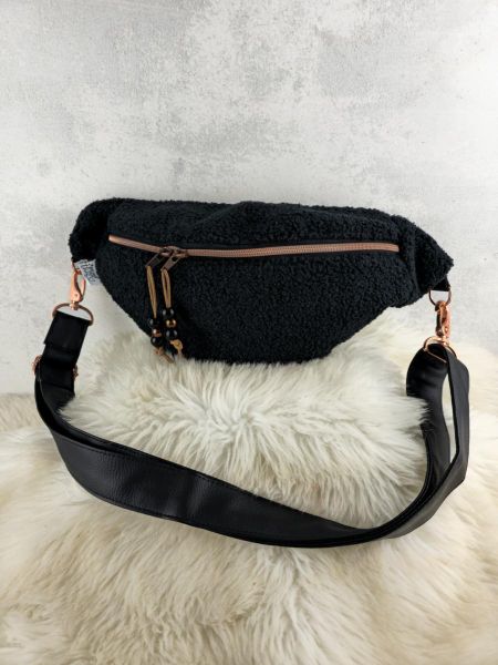 Teddy Bouclé Lämmchen Schaf Fellimintat schwarz - Deko Boucle Kodiak von Swafing