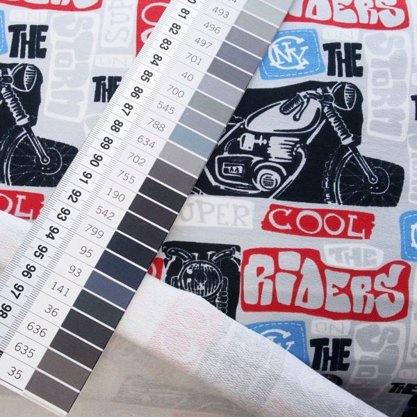 Sweat Motorrad grau blau - French Terry Cool Riders on the Storm