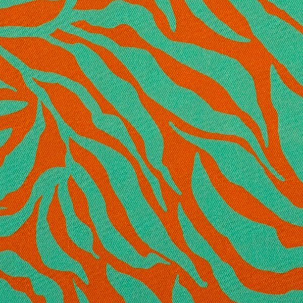 Viskose Webware Animal Print Orange mint - Serie Zebra Jungle von Swafing
