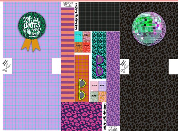 DIY Nähset Cherry Picking Bag Discokugel und Button - Beutel Tasche Panel 95x140cm