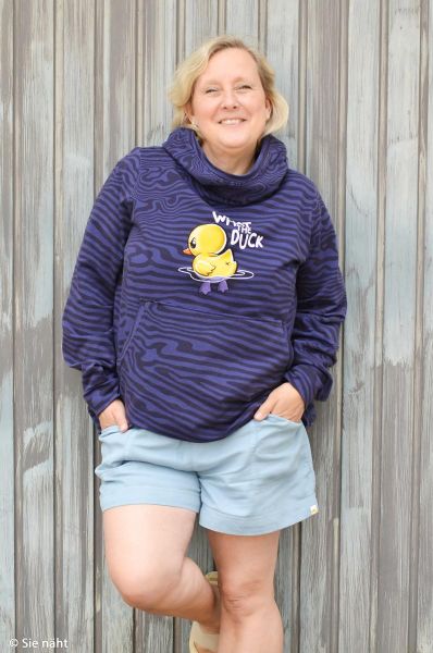 French Terry What the Duck - Ente gelb Wellen blau - Salty Soul by Thorsten Berger - 85cm Panel