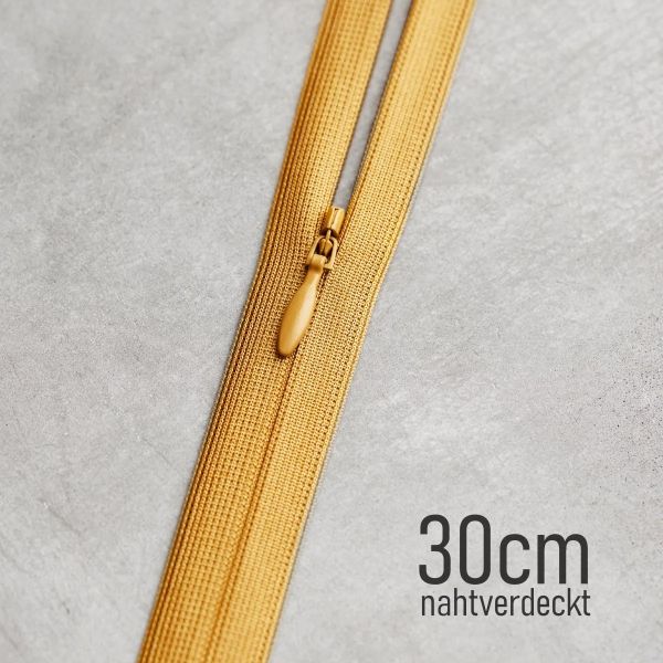 Unsichtbarer Reißverschluss mattgelb 30cm – meetMILK Amber YKK