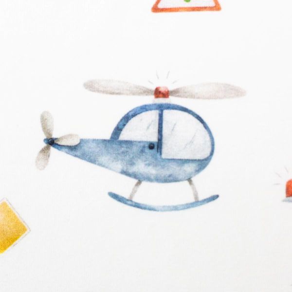 Jersey Polizei Autos Hubscharuber weiß blau – Baumwolljersey Serie Samern by Swafing