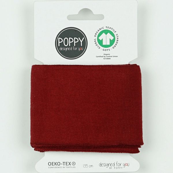 Cuffs Bündchen uni bordeaux für Hoodie & Co - 7cm hoch 135cm lang