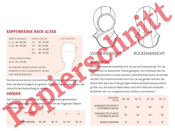 Schnittmuster Kids BOBBY • Schlupfmütze von Studio Schnittreif • in 4 Größen Schalmütze