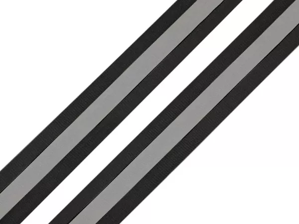 Reflektorband schwarz silber 2,5cm breit - Reflexband reflektiert im Dunkeln für mehr Sichtbarkeit