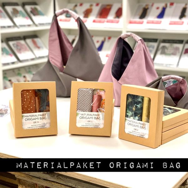 Materialpaket für eine Origami Bag Gr. L (Maxi) - Dackel Hund Punkte kupfer - Geschenkset