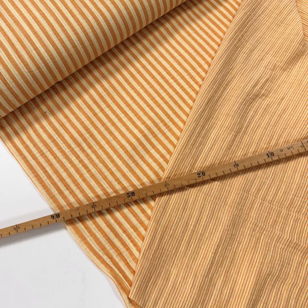 Doubleface Musselin Ringelblumen Gelb gestreift