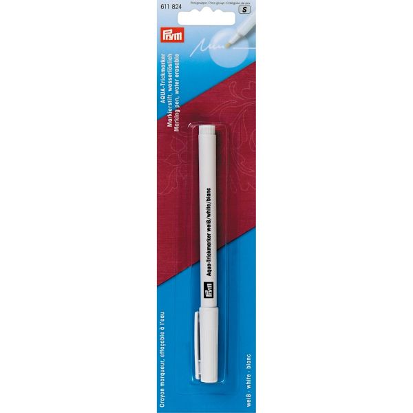 Trickmarker weiß aqua von PRYM - wasselöslicher Zauberstift für dunkle Stoffe