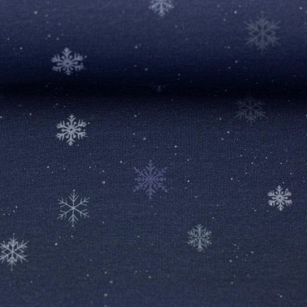 Sweat mit Schneeflocken blau - French Terry Snowflakes Beyond Nordic