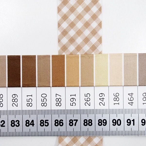 Breites Schrägband beige kariert 60/30mm gefalzt – Fb. 4 Vichykaro sand