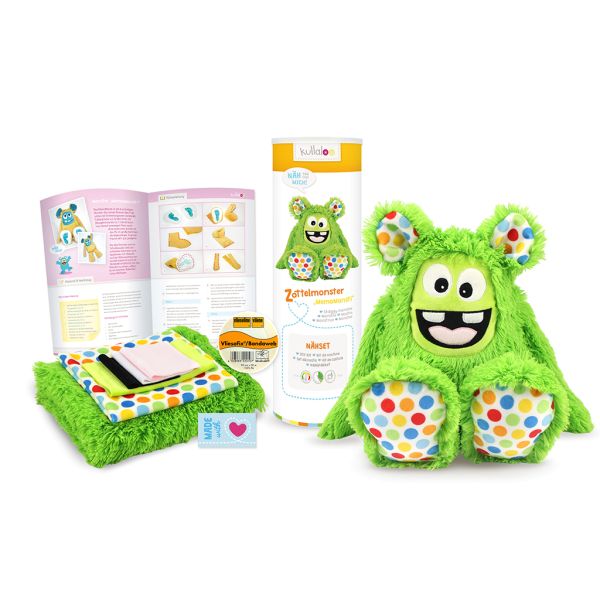 Kullaloo Monster MEMOMONSTI grün bunt – Nähset für ein Kuscheltier