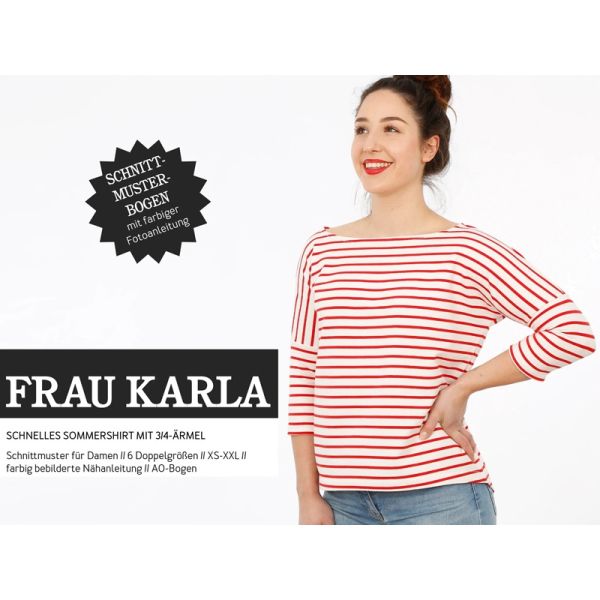 Schnittmuster FRAU KARLA • Shirt mit 3/4 Ärmel für Damen • Gr. XS-XXL