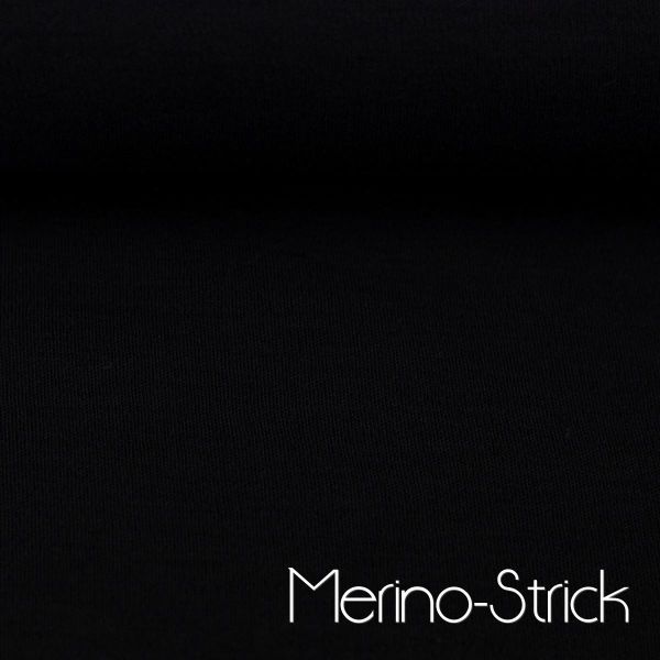 Weicher dünner Merinostrick in schwarz - 100% Schurwolle Merino Strickstoff von Swafing