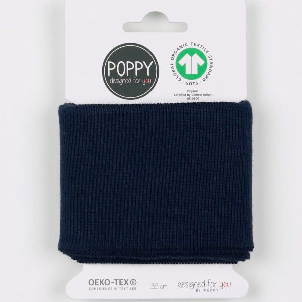 Cuffs Bündchen uni navy für Hoodie & Co - 7cm hoch 135cm lang