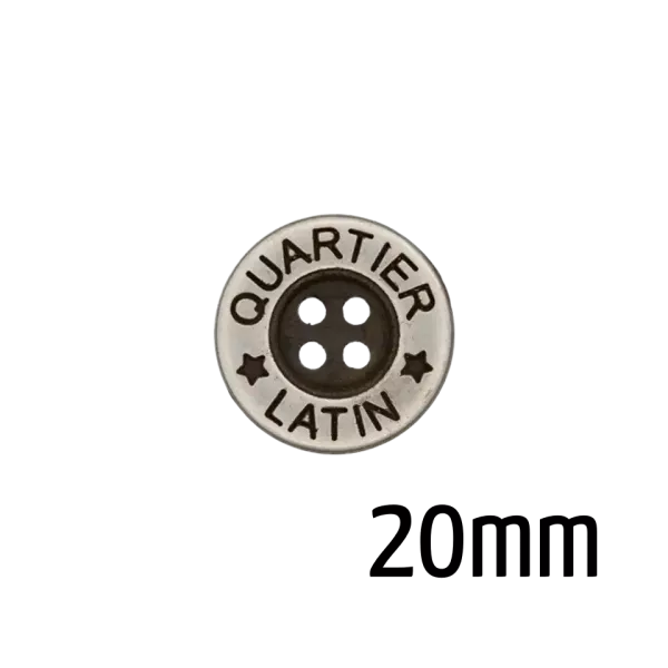 Metallknopf 20 mm altsilber Quartier Latin Gravur