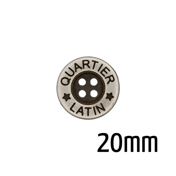 Metallknopf 20 mm altsilber Quartier Latin Gravur