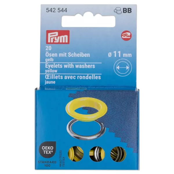 20 Ösen mit Scheiben 11mm gelb - für das Prym Vario Creative Tool
