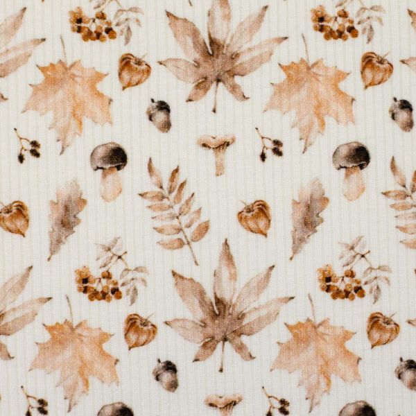 Rippjersey Herbst Blätter Pilze – Serie Mia von Swafing