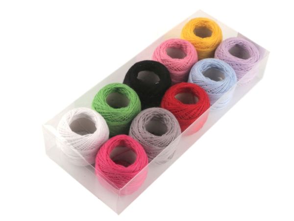 Stickgarn Set - Baumwollgarn 10x60m zum Sticken und Häkeln
