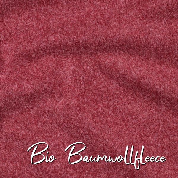 Bio Baumwollfleece – Dunkelrot Melange – warmer, flauschiger Baumwollstoff für Hoodies & Jacken