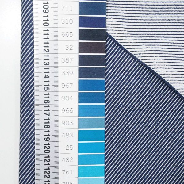 Dekostoff navy blau DOBBY Premium diagonale Streifen – Baumwollmix gestreift