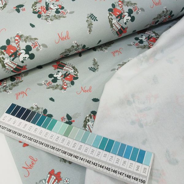 Soft Sweat Mickey und Minnie Maus Weihnachten mint - angerauhter French Terry Noel