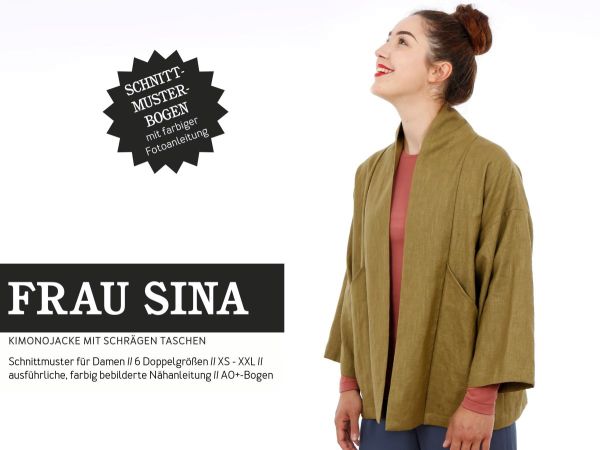 Schnittmuster FRAU SINA • Kimonojacke mit schrägen Taschen von Studio Schnittreif • Gr. XS-XXL