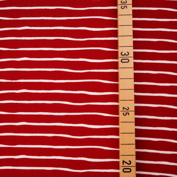 Bio Baumwolljersey Good Vibes kirsche – Streifen in rot von Stoffonkel