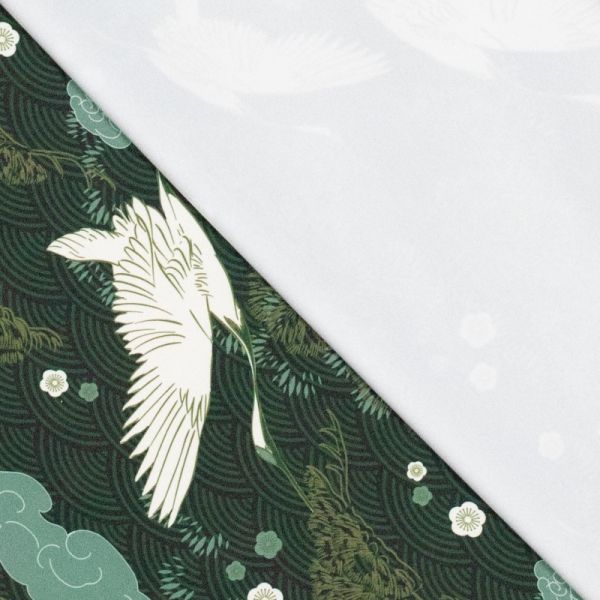 YOGA STRETCH Bird mint petrol - Funktionsjersey für Sportbekleidung Kranich Blüten Asia