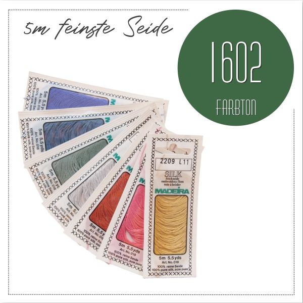 Stickgarn Madeira Silk dunkelgrün 1602 - Sticktwist aus feinster Seide zum Sticken und Applizieren