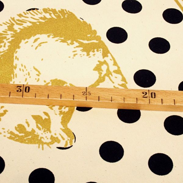 Kokka Baumwolle Canvas Oxford Bag Pattern - Punkte Tiere beige gold