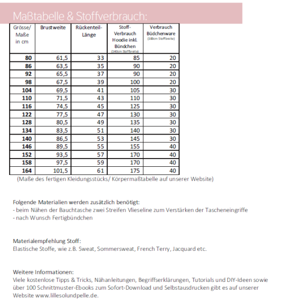 Schnittmuster Comfort Hoodie für Kids Lillesol basic No.75 Gr. 80-164