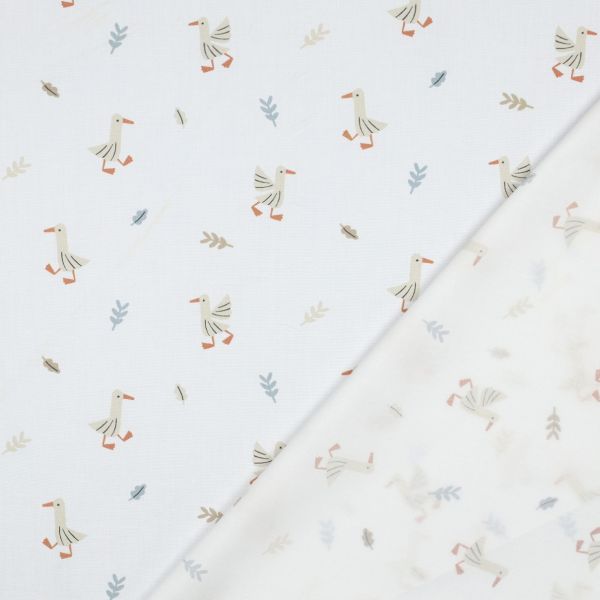 Bio Baumwolle Farm Animals - kleine Enten auf weißem Grund