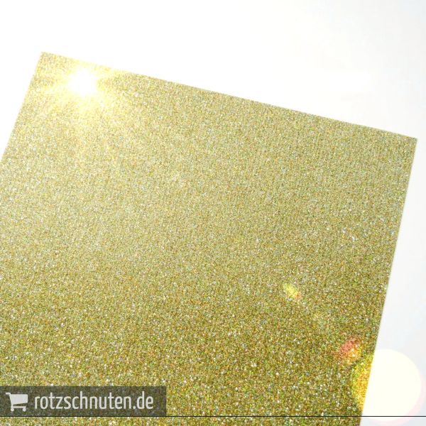Flexfolie für Textildruck Glitter holo gold A4 - Plotterfolie Plottermarie Glitzer Funkelfolie 360µ