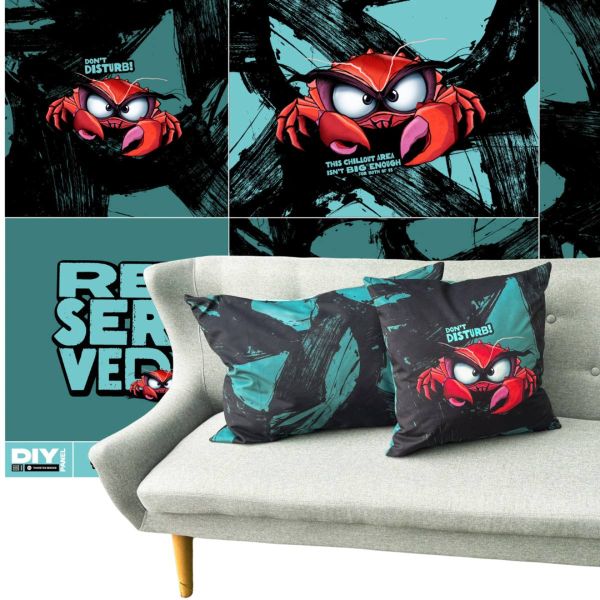 Veloursamt DIY Panel für 2 petrol Krabben Kissen - Salty Pillow Eddy the Crab Swafing - 115cm