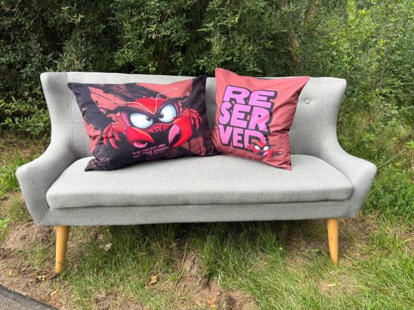 Veloursamt DIY Panel für 2 pinke Krabben Kissen - Salty Pillow Eddy the Crab Swafing - 115cm